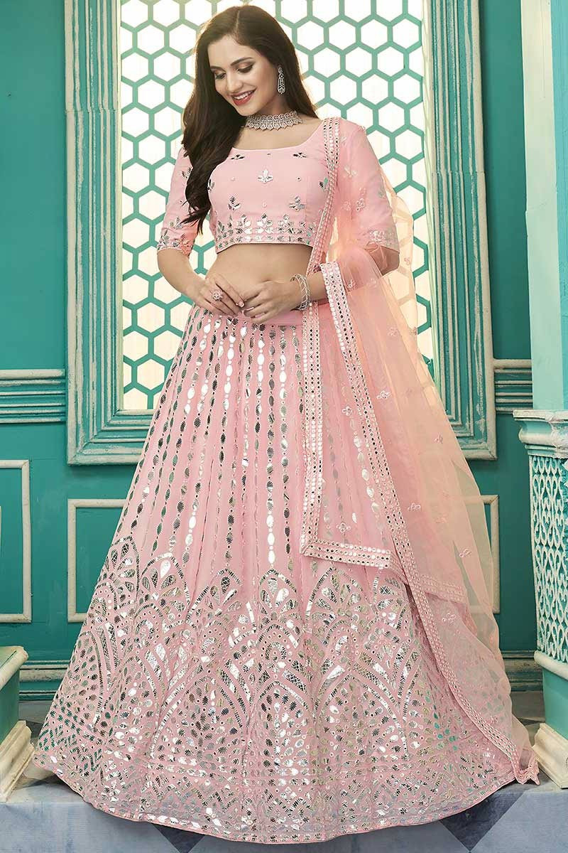 Beautiful Pink Georgette Lehenga Choli Chain Stitch and Sequence Work With  Heavy Net Dupatta for Women - Etsy Norway