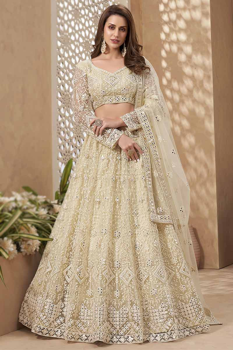Beige sale wedding lehenga