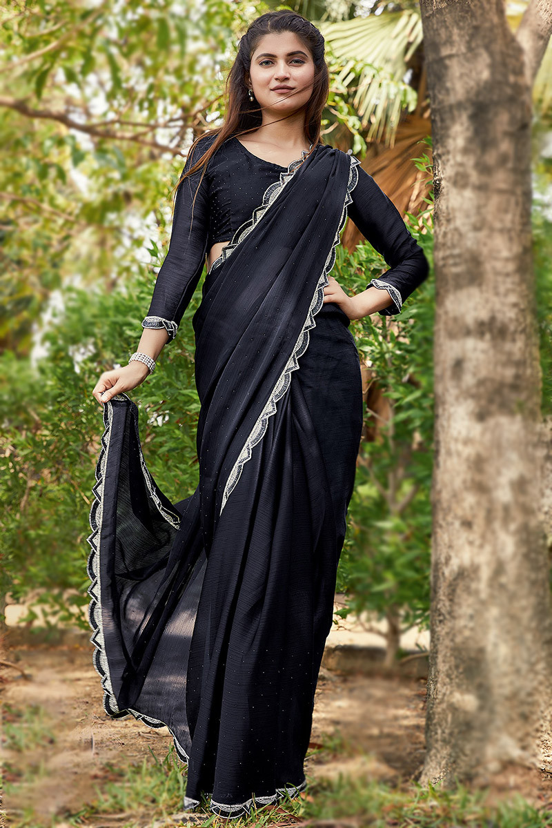 Buy Stylish Black Chiffon Sarees Collection At Best Prices Online-sgquangbinhtourist.com.vn