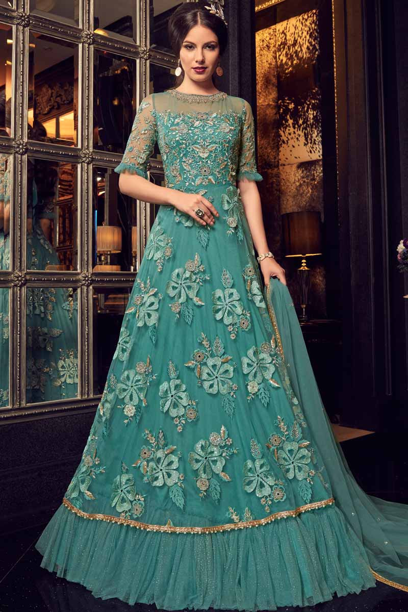 Firozi colour on sale gown