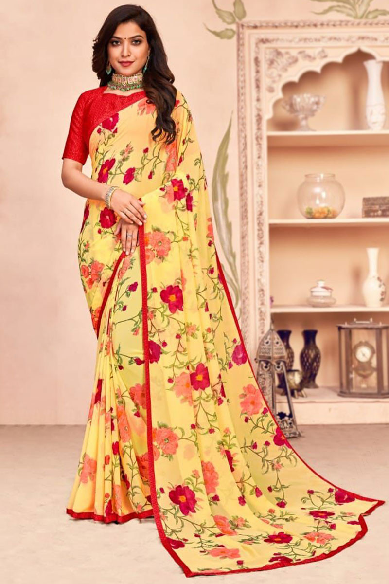 Yellow Color Organza Saree With Sequence Embroidery Work Best Quality  Organza Saree in USA, UK, Malaysia, South Africa, Dubai, Singapore