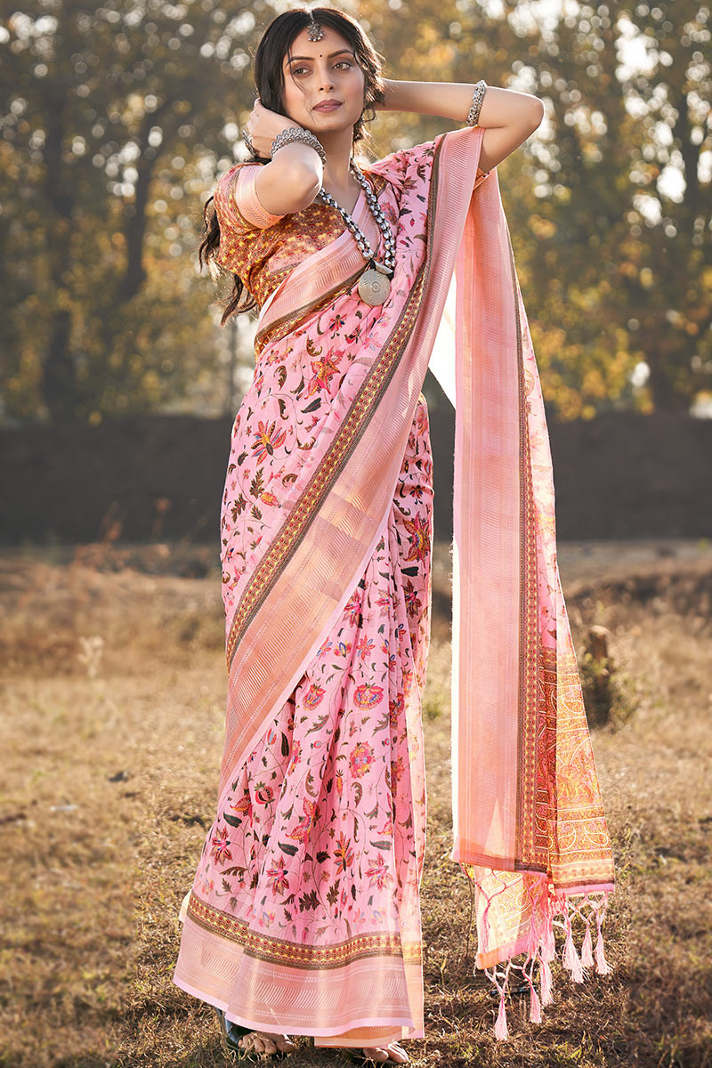 Ready To Wear Overall Floral Cotton Printed Wrap In 1 Minute Saree