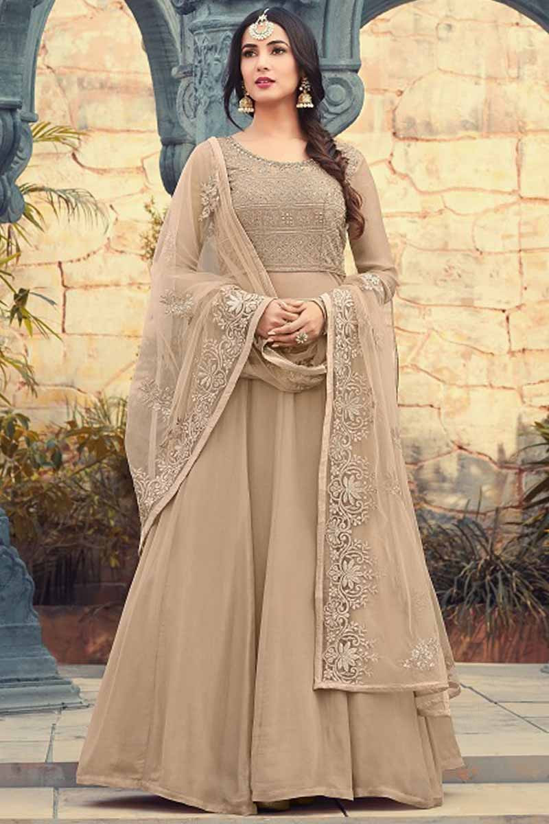 Beige colour clearance anarkali