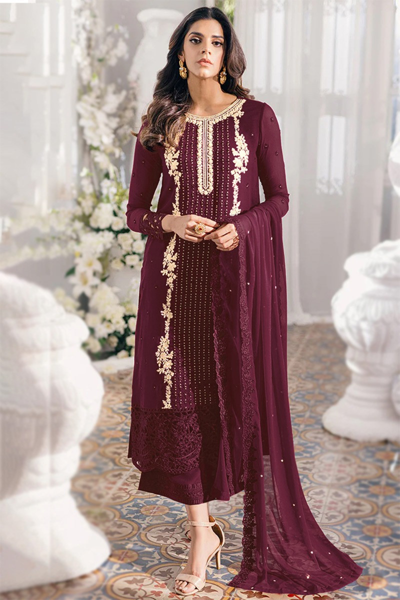 Maroon palazzo suit outlet