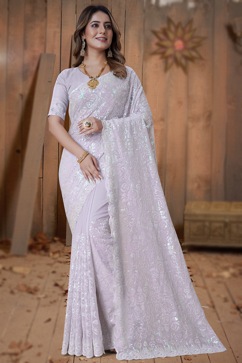 Embroidery top fancy saree