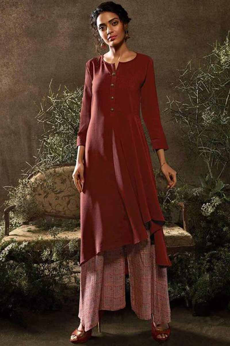 Plain palazzo pant suit top