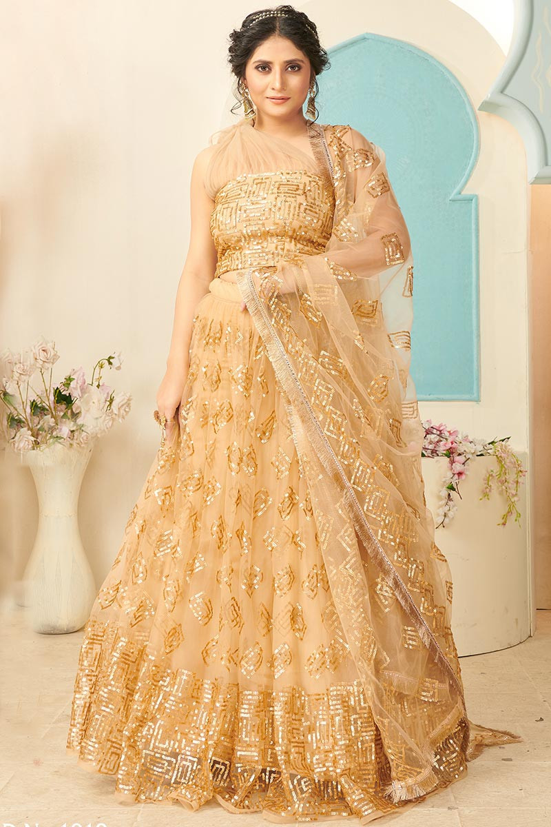 Party wear golden lehenga 2025