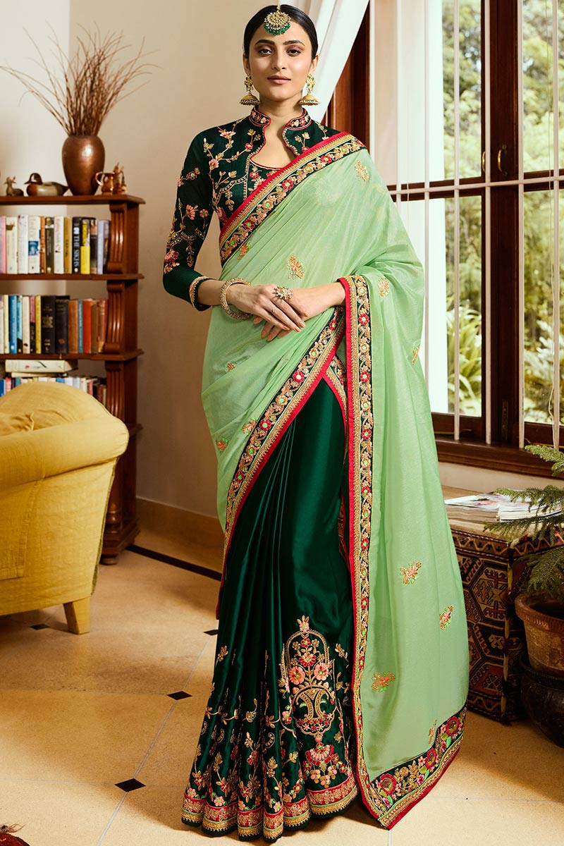 Georgette Half N Half Saree in Grey – Common Kiwi