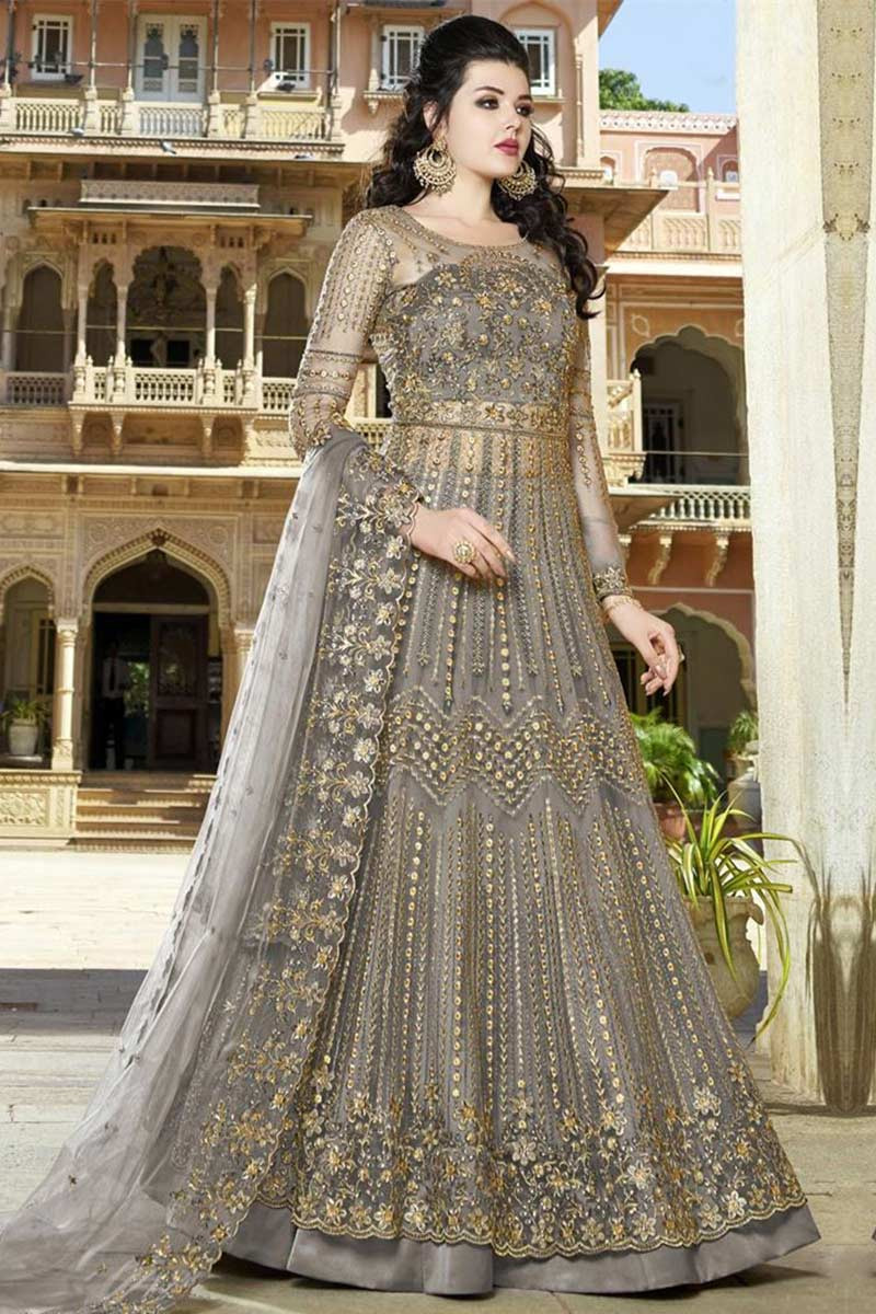 Grey embroidered sale skirt