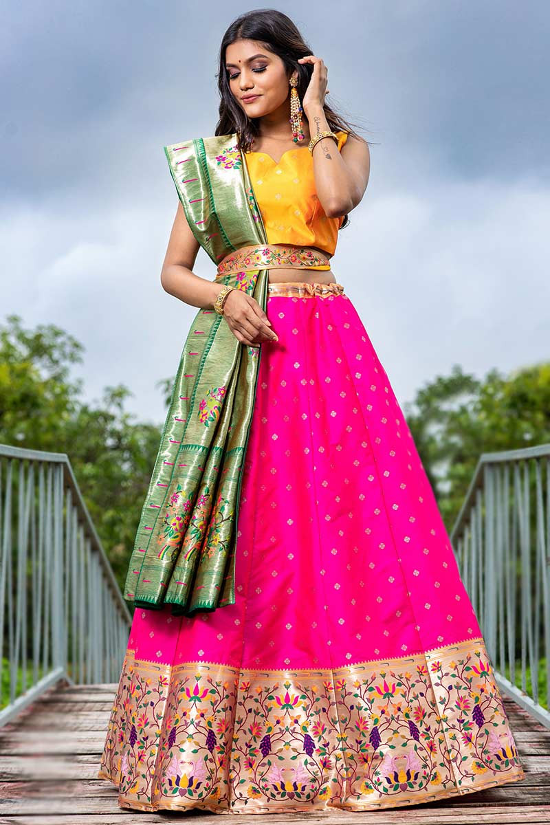 Pooja Hegde's mithai pink and green silk lehenga is perfect for 'Dulhe ki  behen' - Times of India