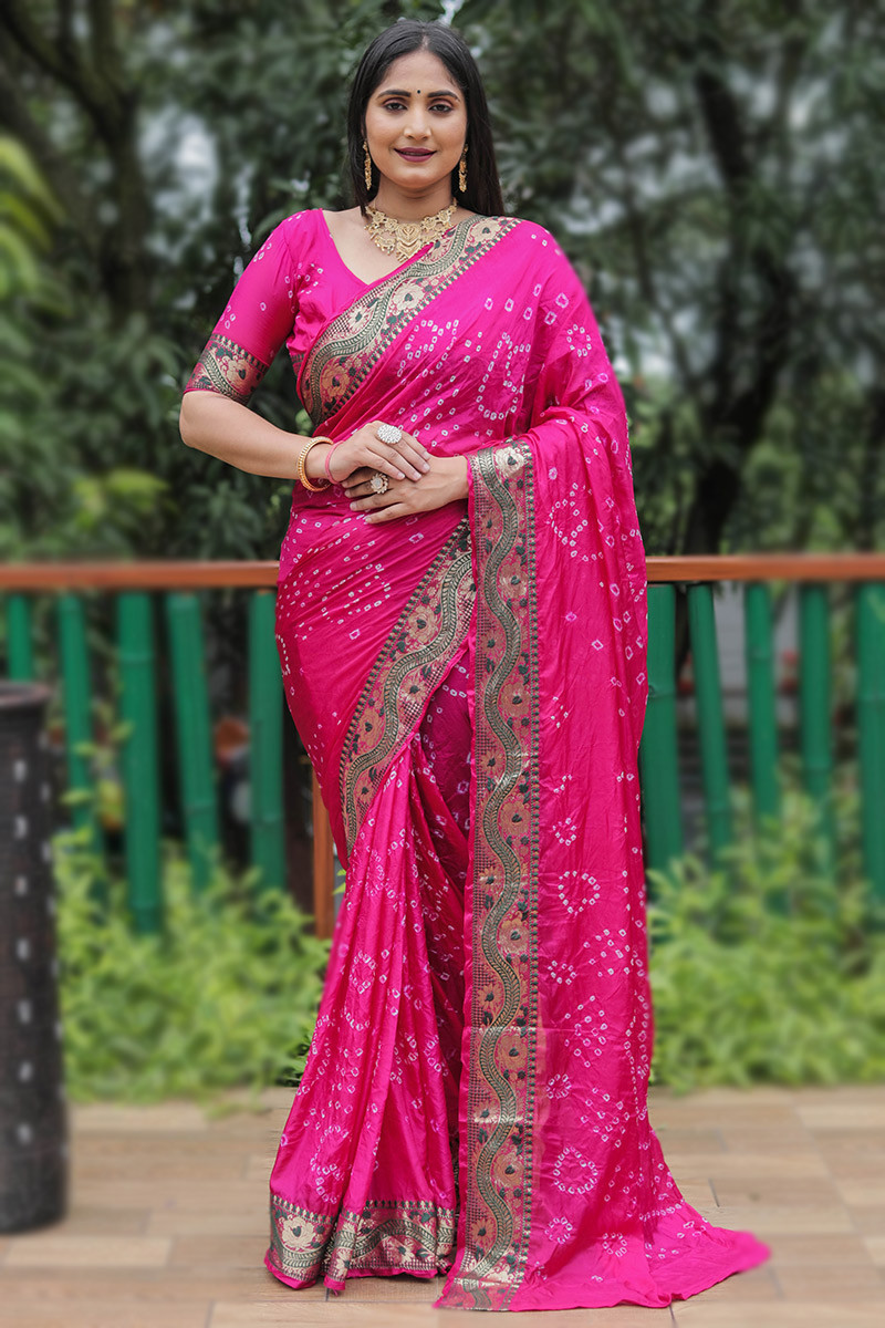 Bandhani print on sale silk sarees