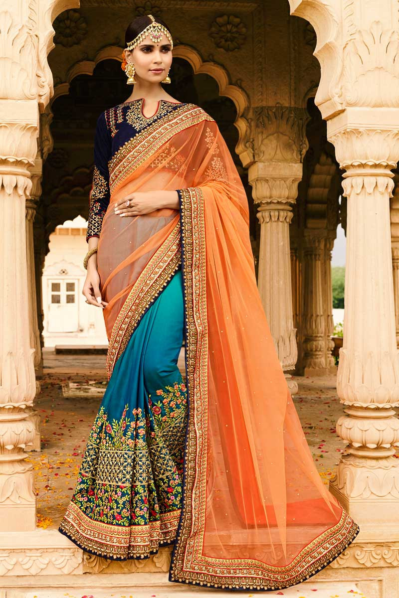 Hand-Embroidered Velvet Silk Saree with Zardosi Work – NawabiLehaja