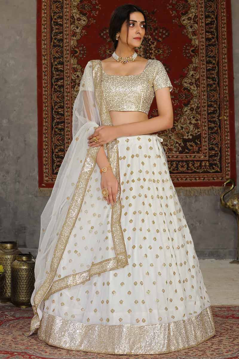 White net on sale lehenga choli