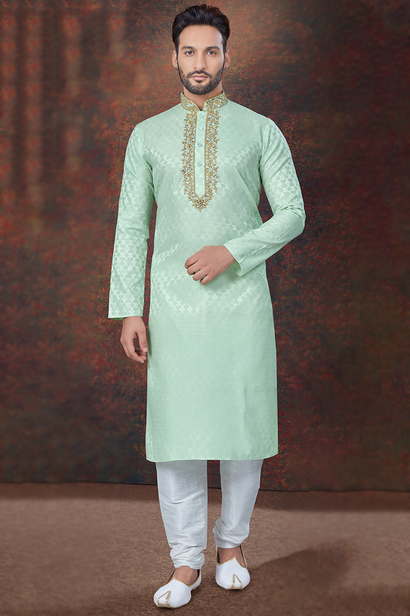 GREEN Kurta THREAD COTTON Churidar main image 1