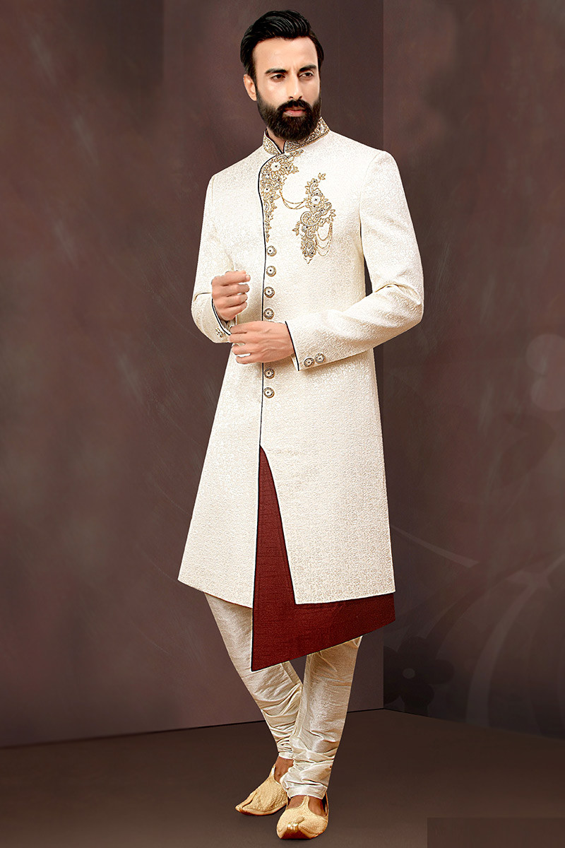 Asymmetric sherwani outlet