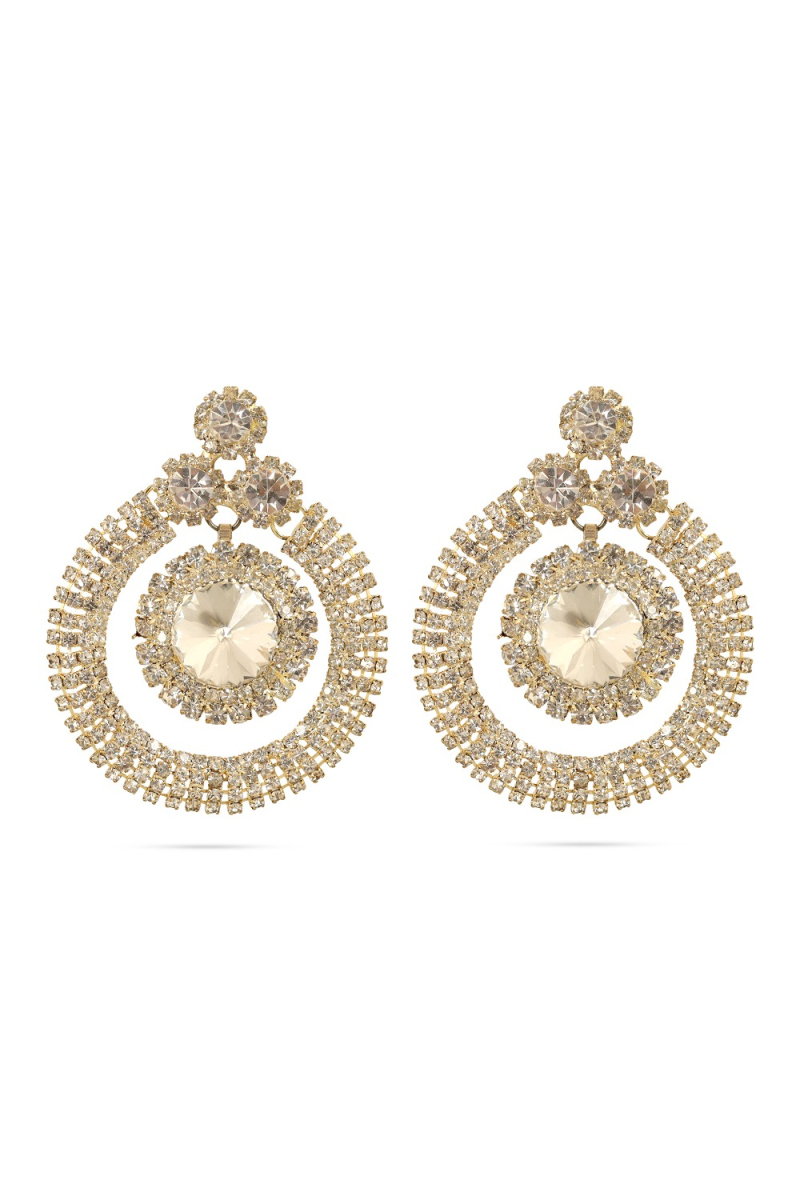 Gold Stone And Gold Plated Earrings