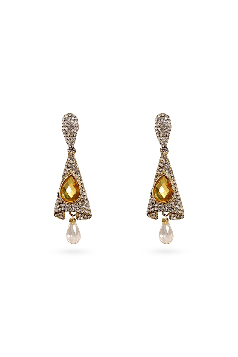 Pearl Work Gold Plated Earrings for Festival 