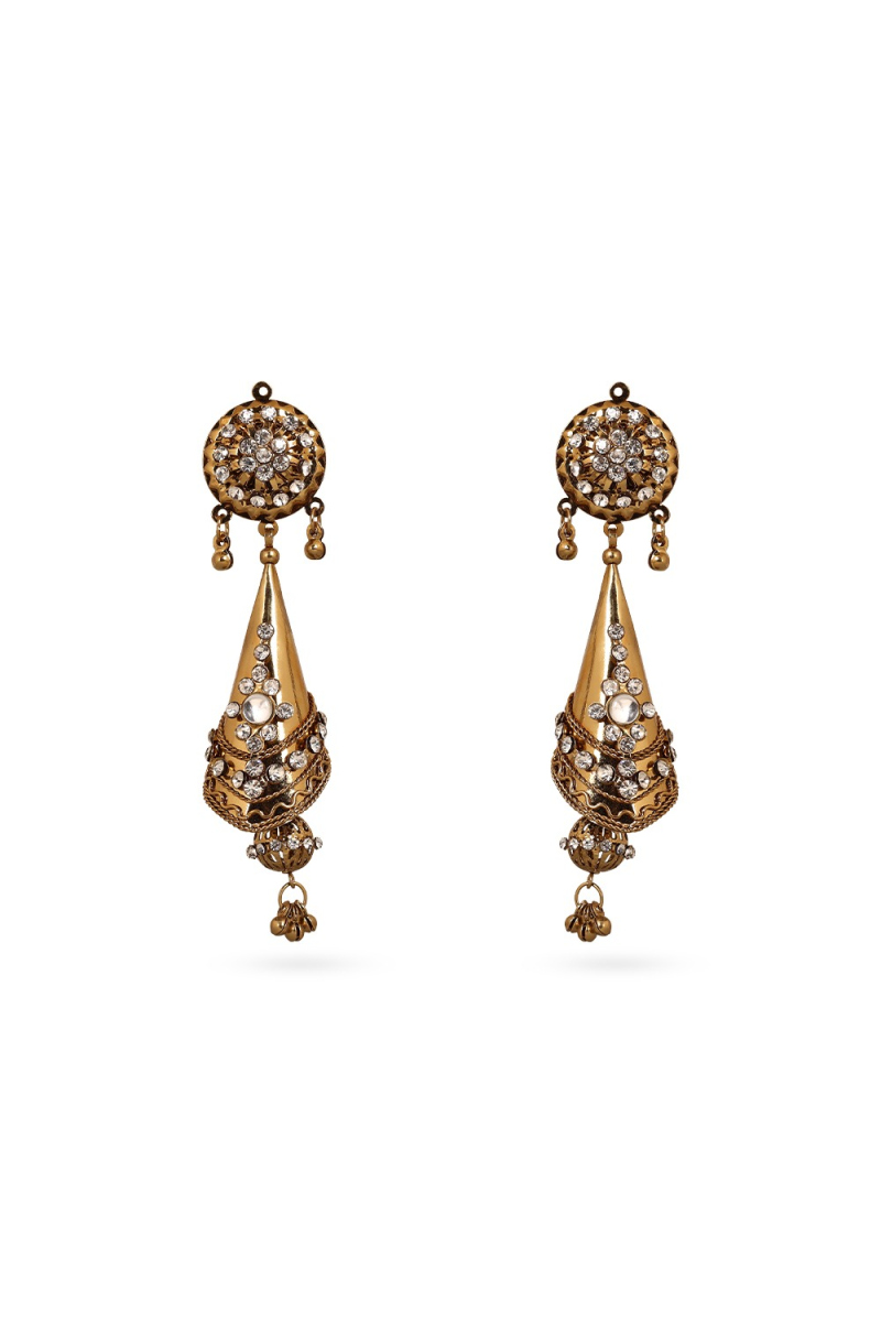Stone Work Gold Plated Earrings