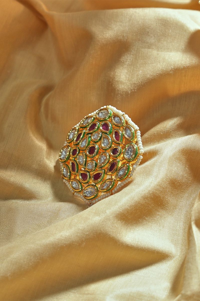 Ruby Red Modern Rings With Kundan Work