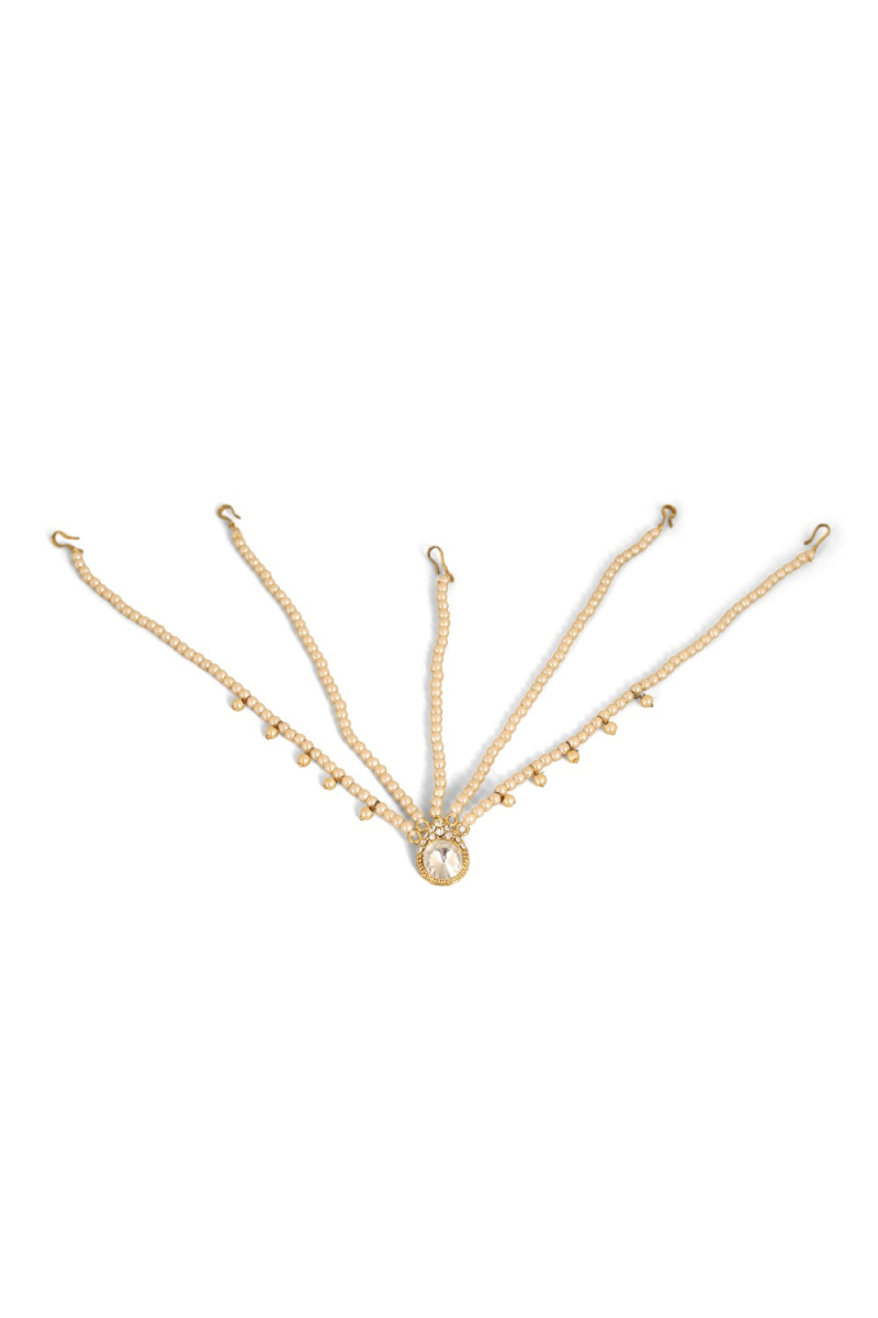 Gold Plated Pearl and Kundan Mathapatti