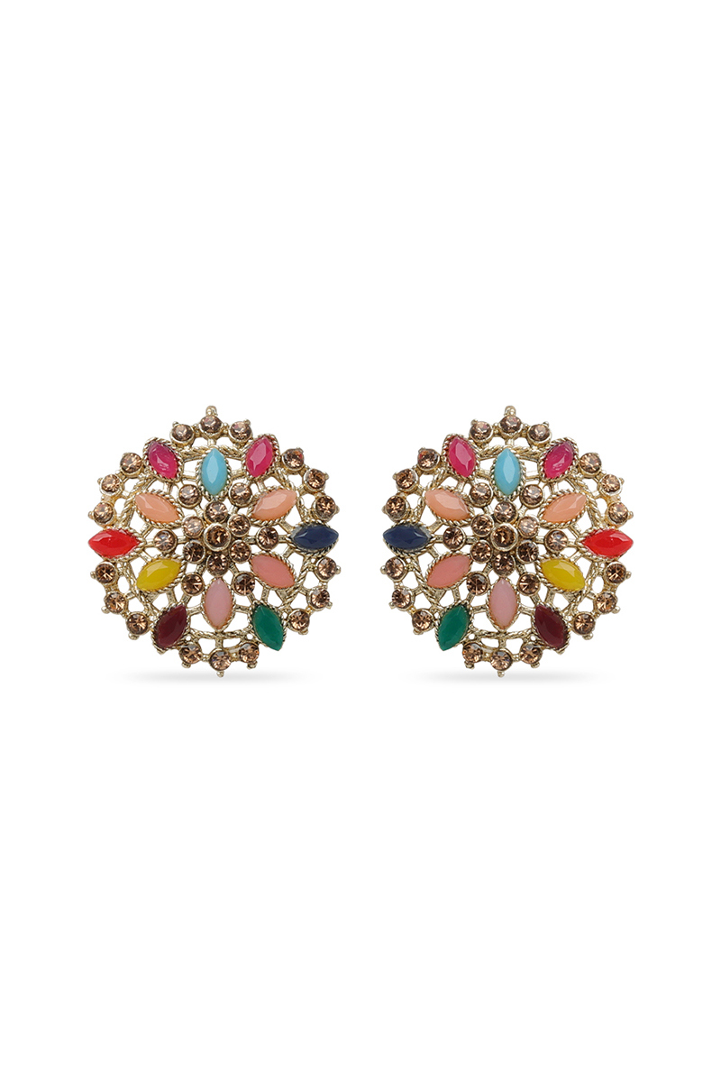 Multicolor Stone Studded Stud Earrings