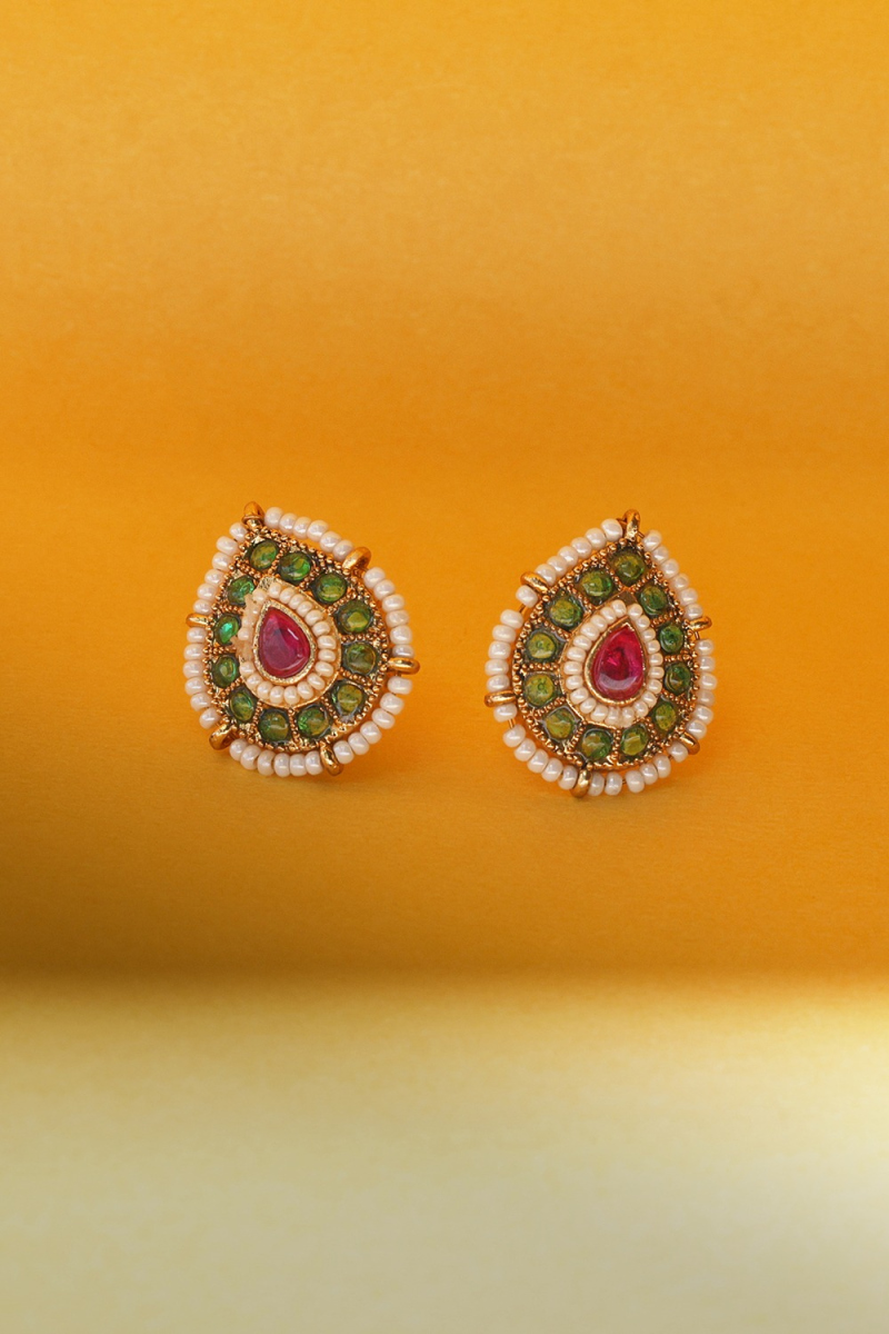  Stone Studded Metal Earring