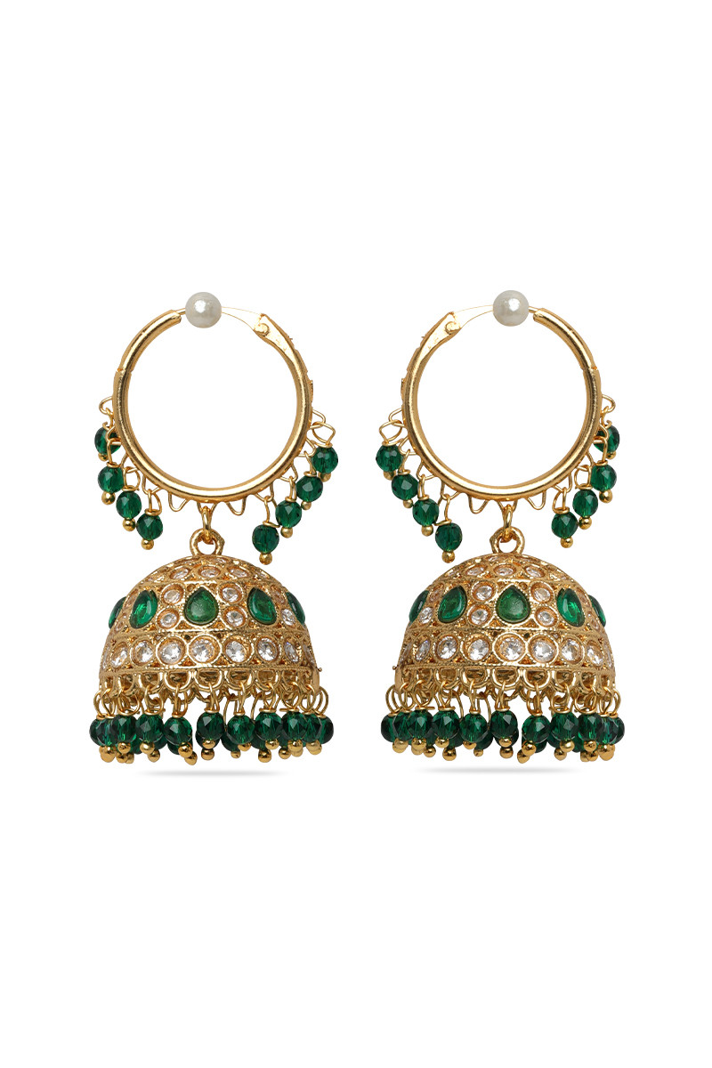 Stone jhumka earrings top