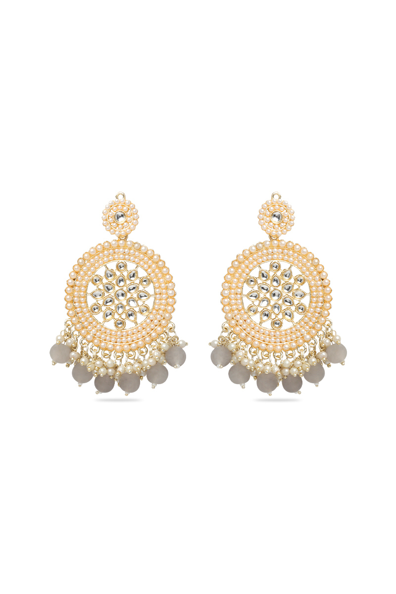Festive Kundan Chandbali Earrings with Pearls