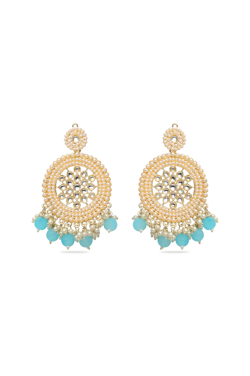 Kundan Pearl Chandbalis in Traditional Style