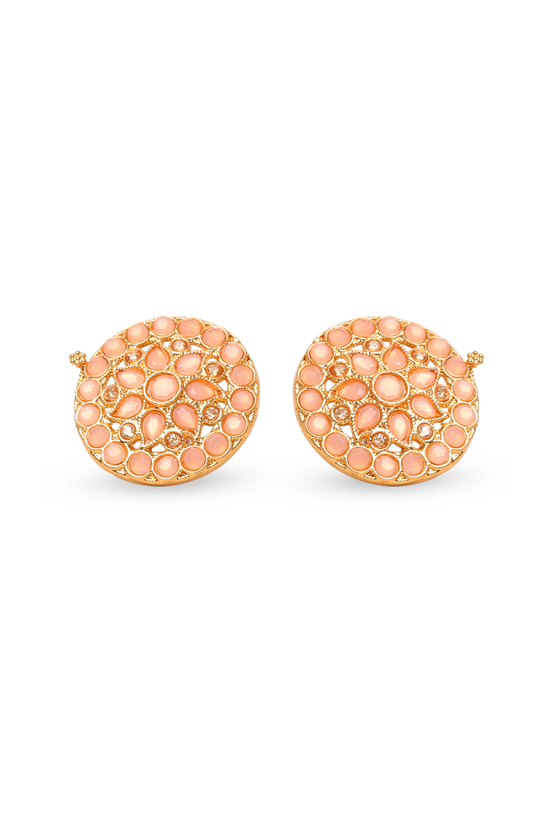 Peach Stone Studded Stud Earrings