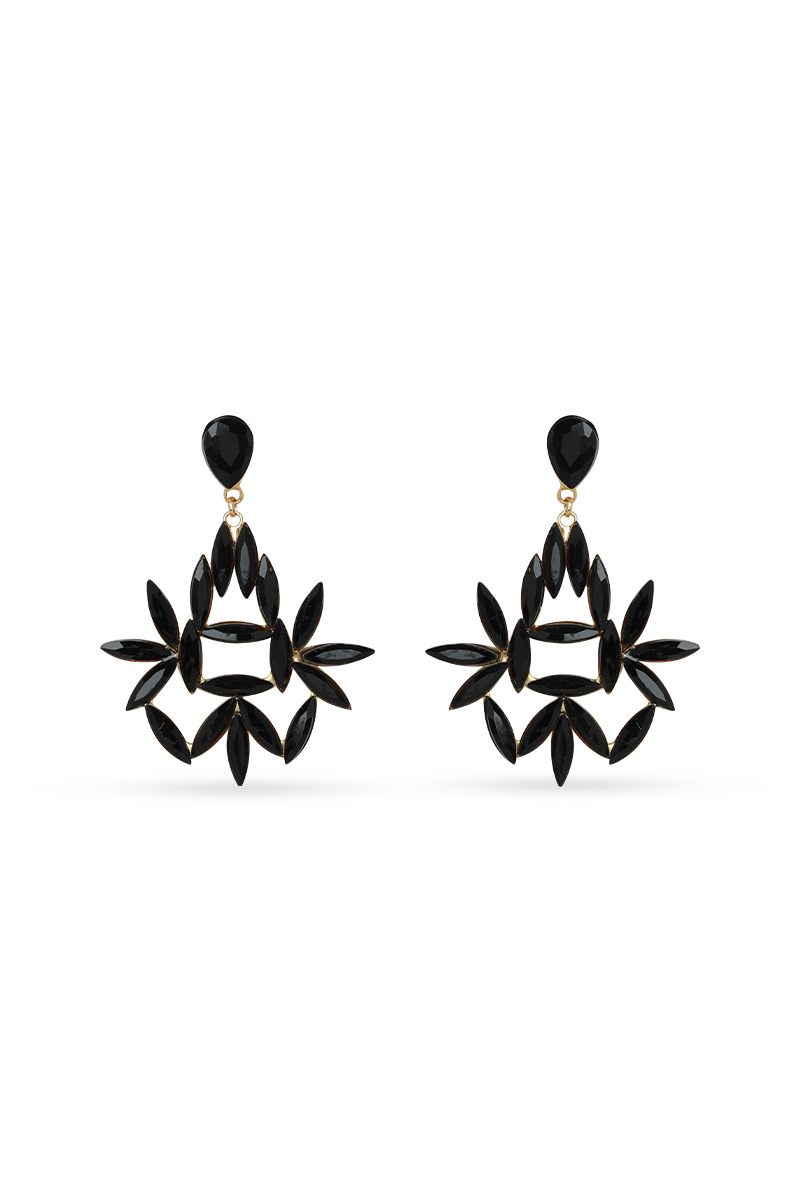  Inscribed Black Drop Earrings