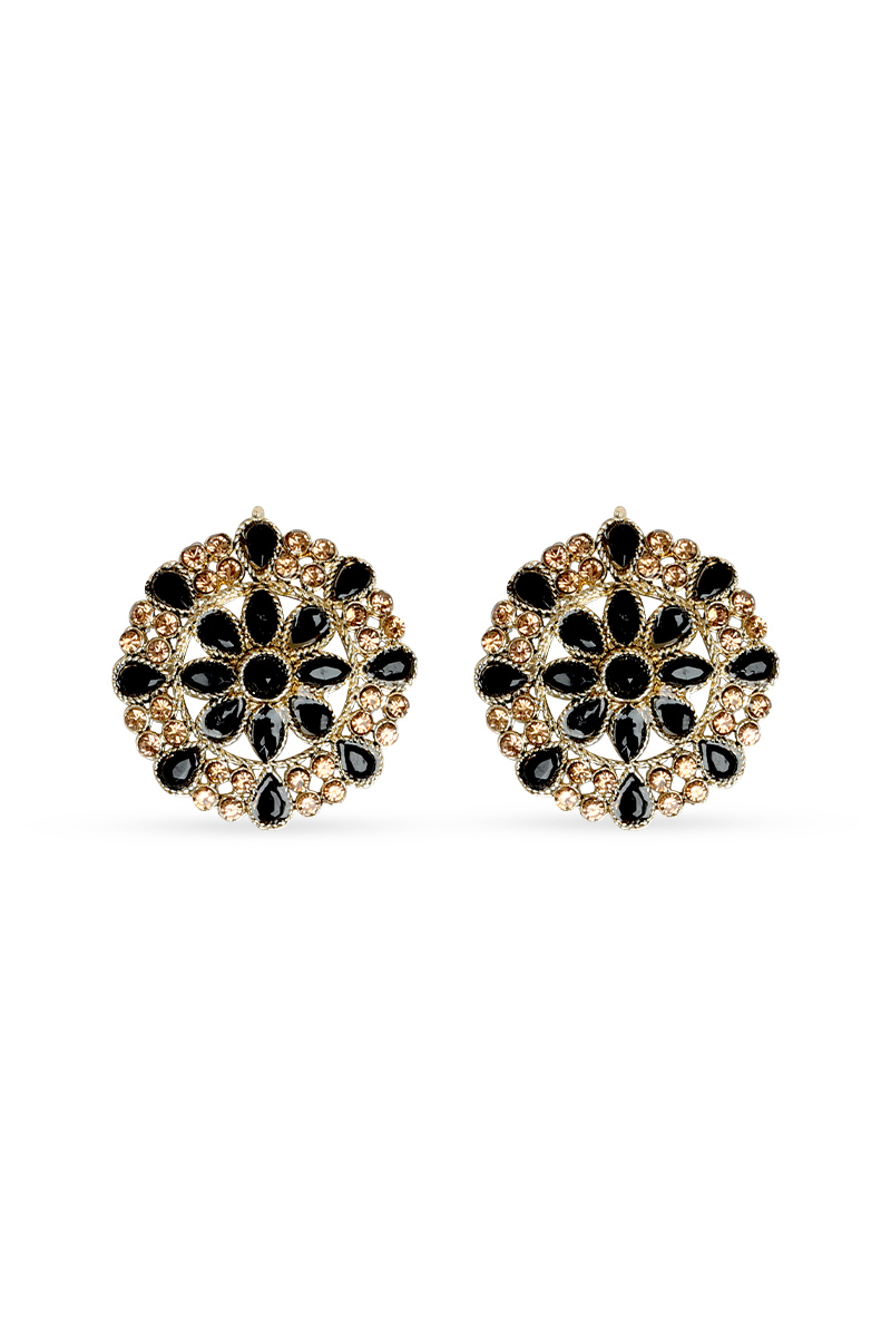 Black Stone Studded Stud Earrings