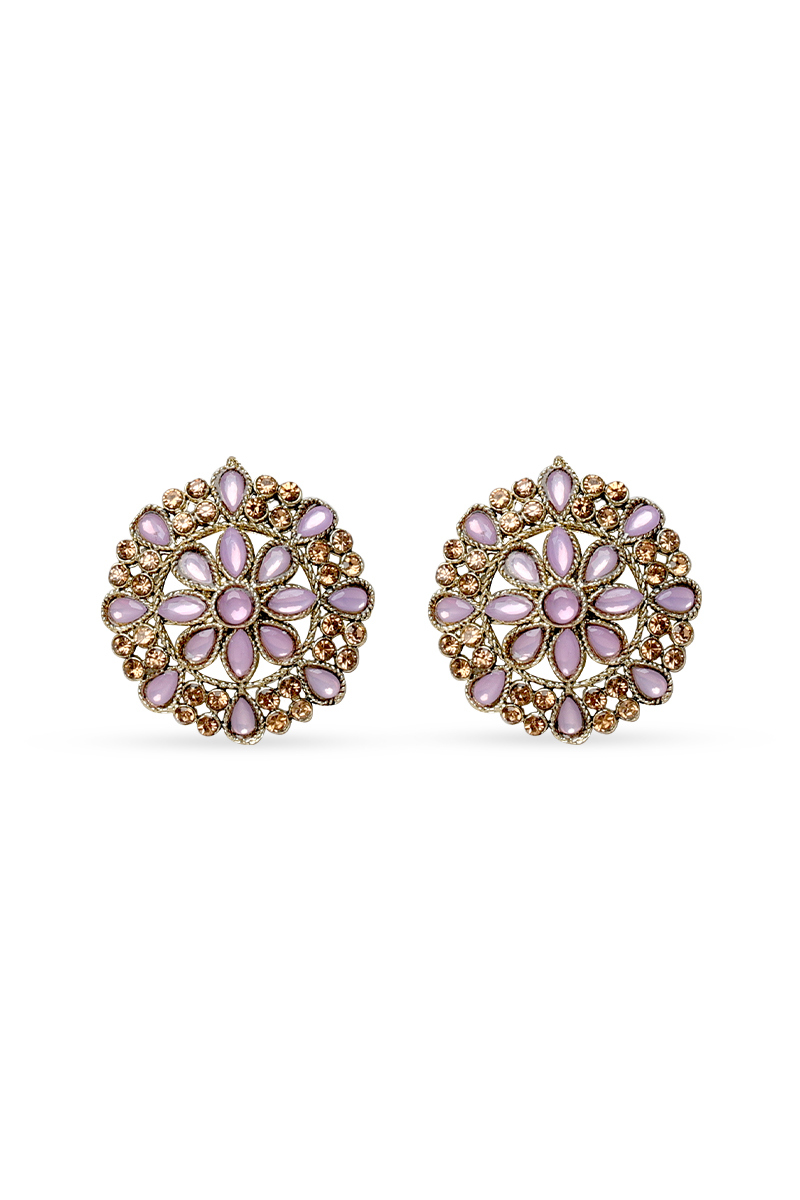  Stone-studded Stud Earrings