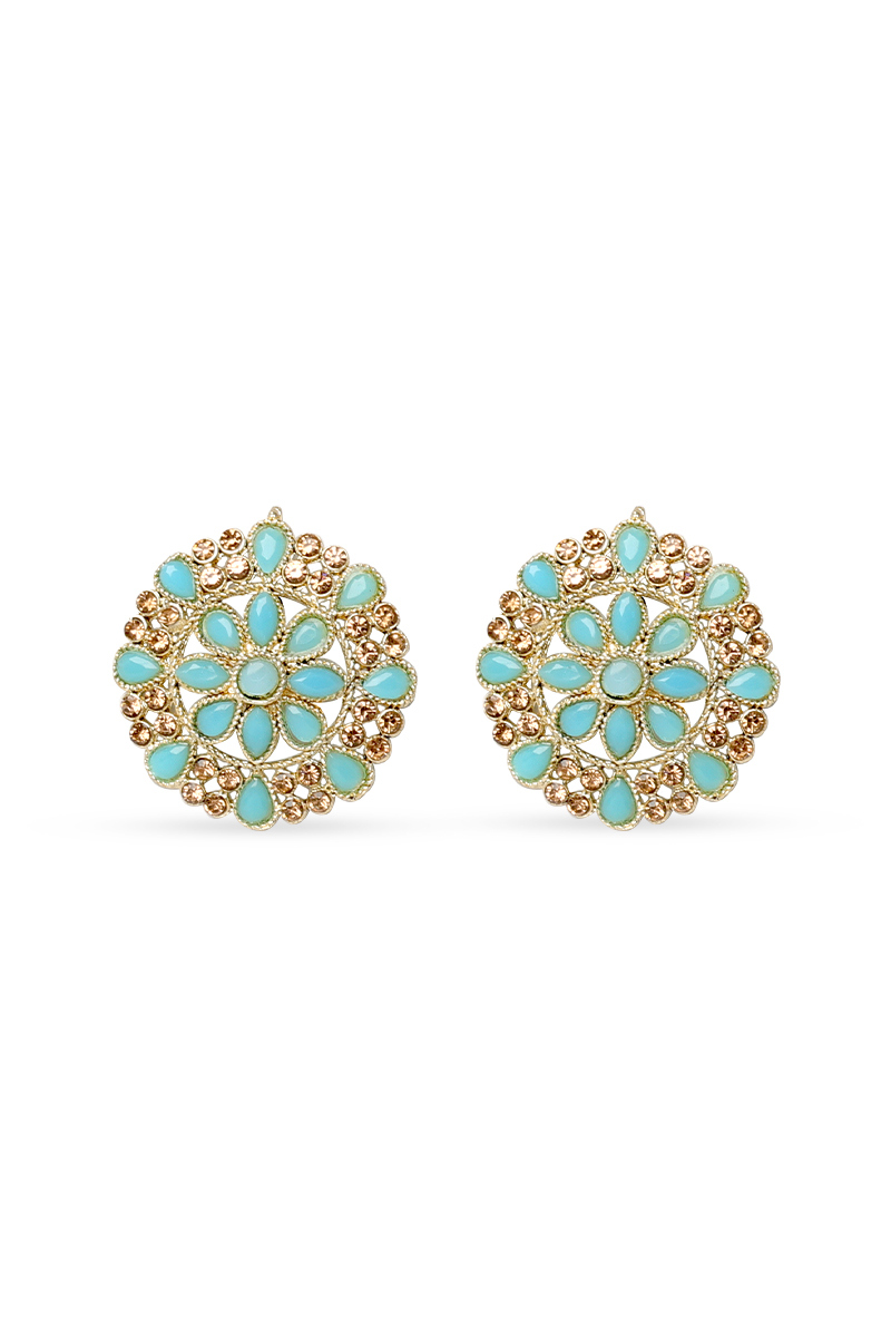 Turquoise Blue Stone Studded Stud Earrings