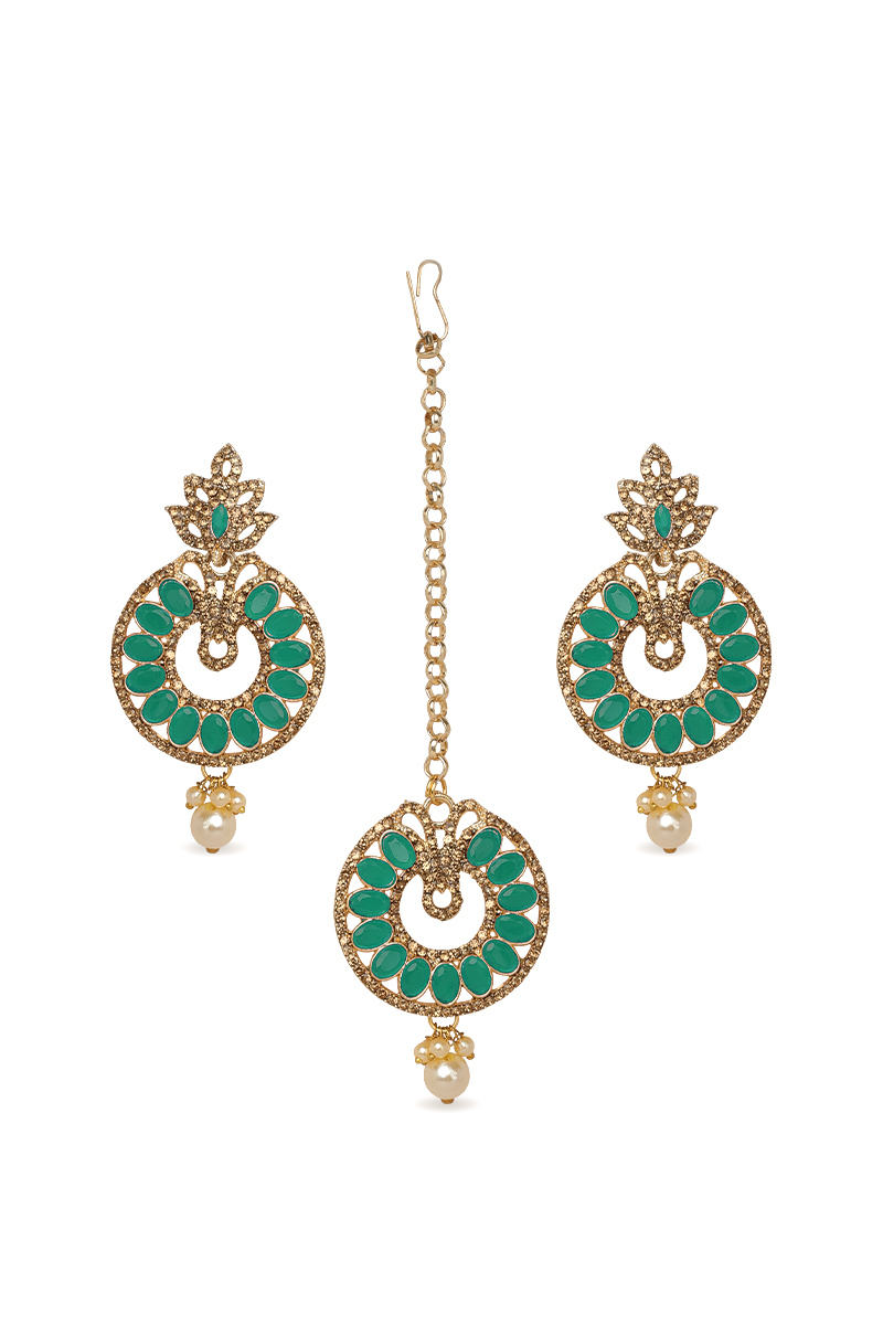  Gold Plated Earrings with Maangtika
