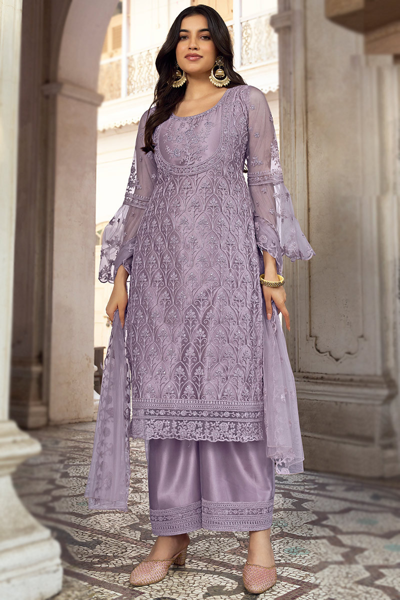 Purple best sale palazzo suit