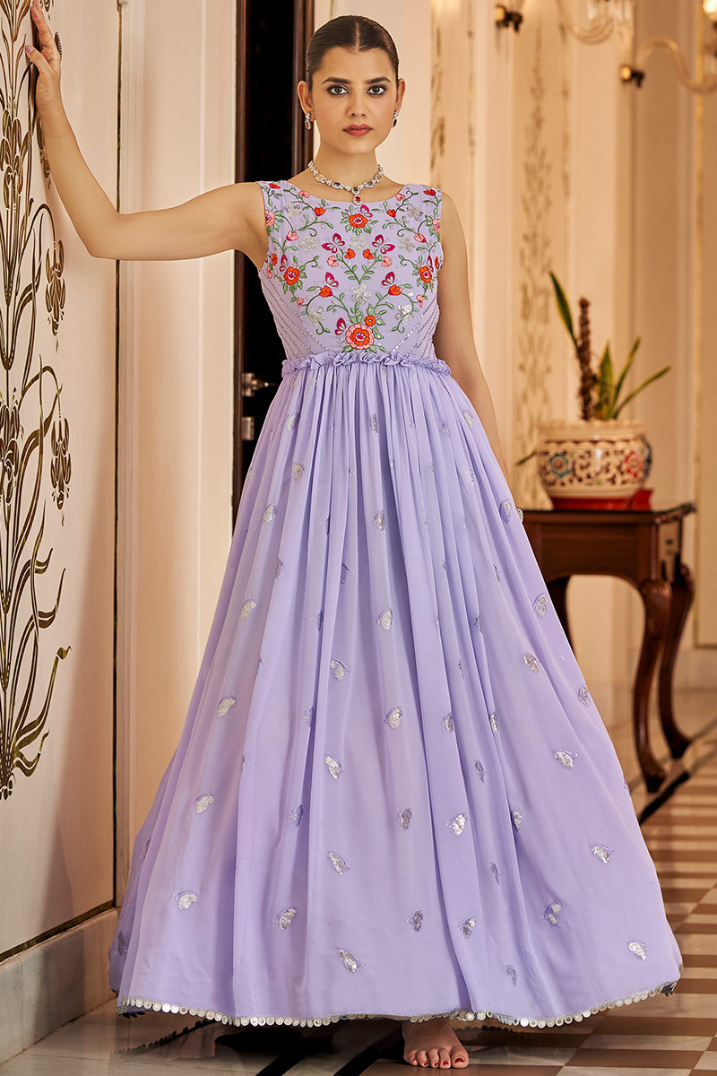 Great Deals Gown in Lavender Purple Embroidered Fabric LSTV118745