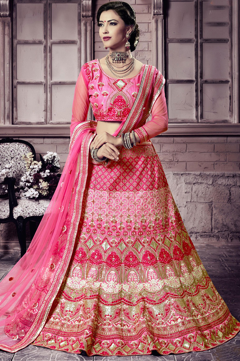 Pink Silk Lehenga with Silk Choli