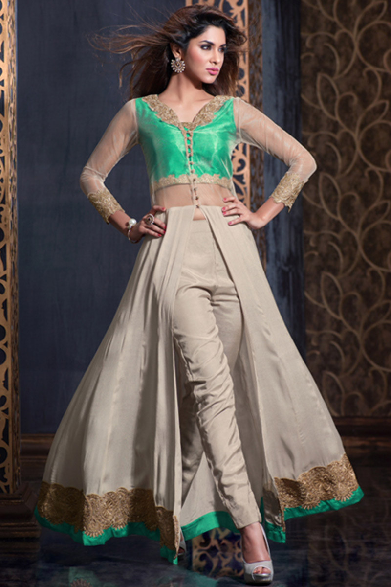 Trending Zari Embroidered Light Beige Anarkali Suit LSTV08217