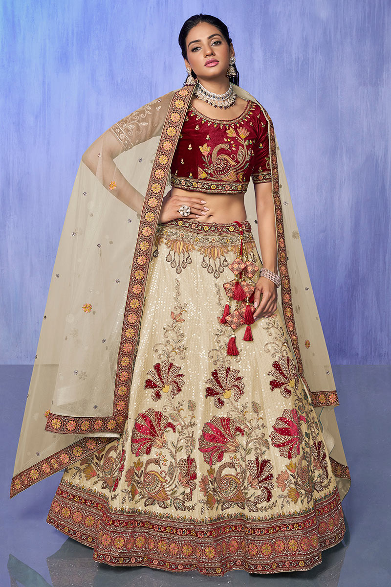 Beautiful Lehenga with Hand Embroidery embellishments. Paired with blouse.  Western styled … | Modern blouse designs, Indian outfits lehenga, Western  blouse designs
