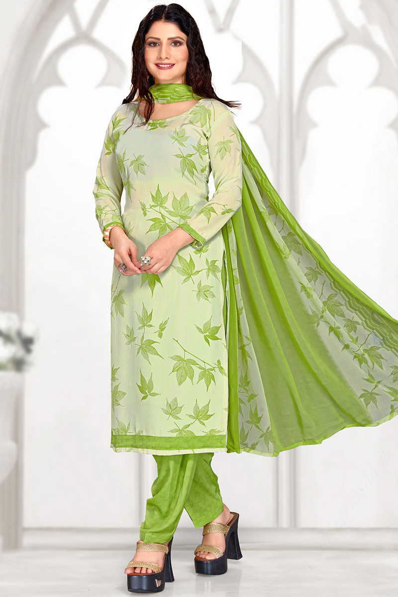 491145: Green color family unstitched Party Wear Salwar Kameez .