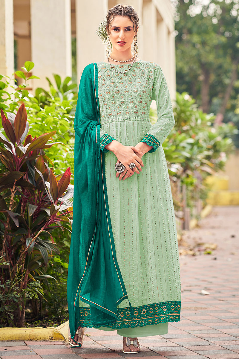 Light green hot sale anarkali dress
