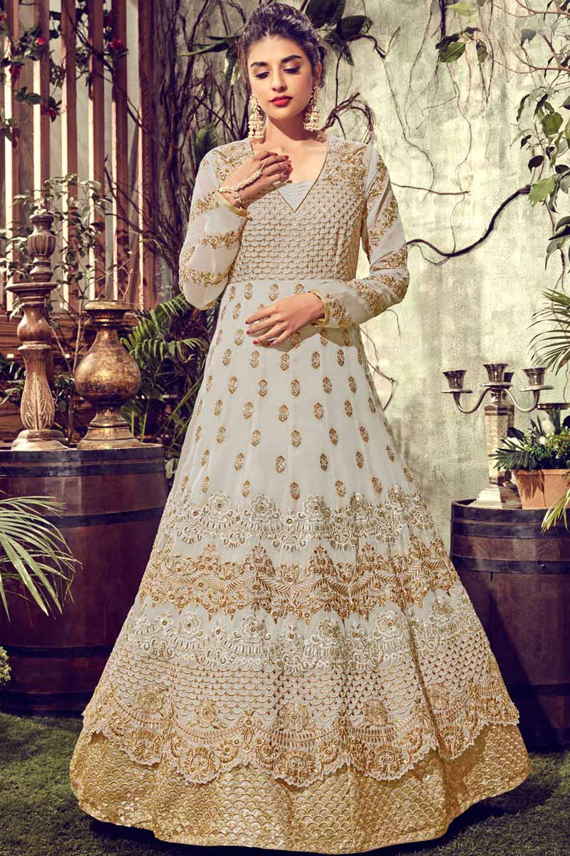 Buy Online Wedding Light Grey Gown With Resham Work Online LSTV01657 Andaaz Fashion