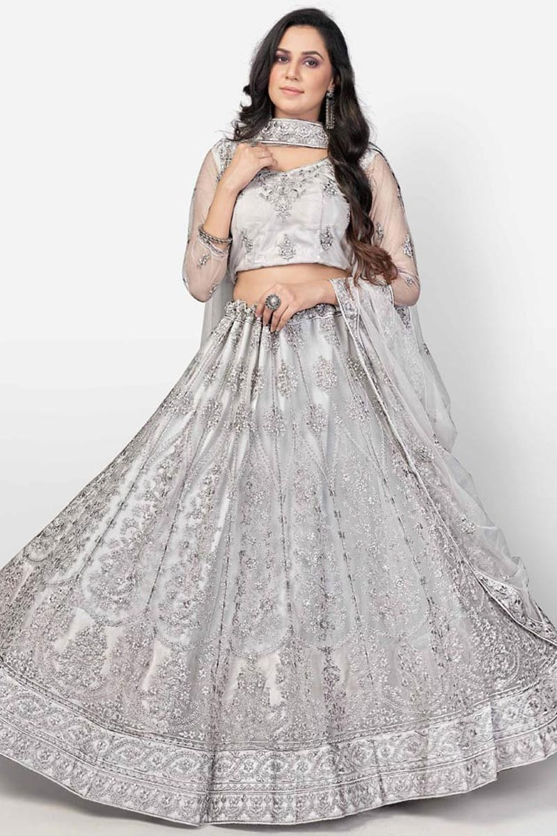 Silver lehenga online sale