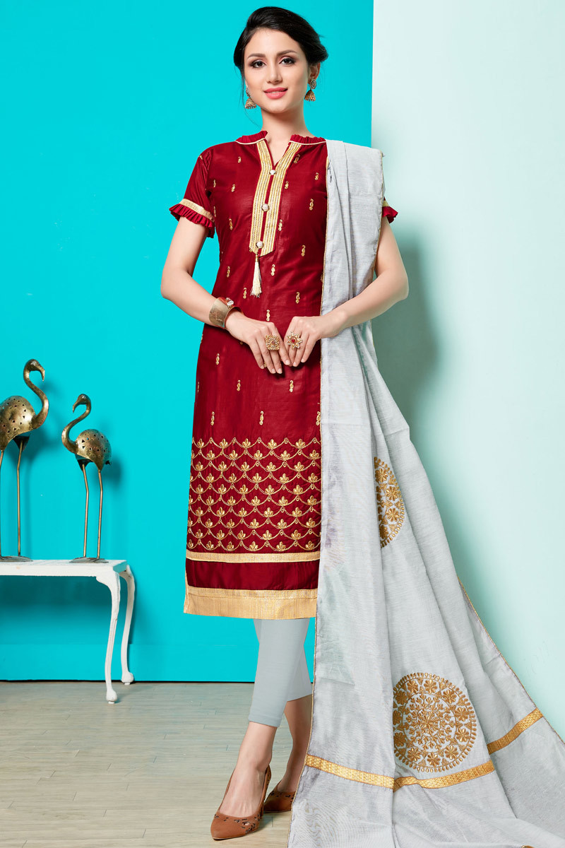 Churidar collar neck sales cutting