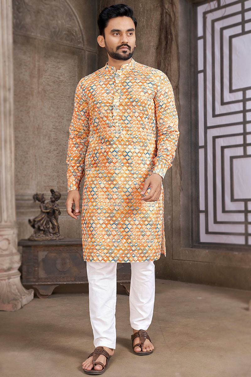 Buy Runit Gupta Blue Cotton Kurta Pant Set Online | Aza Fashions