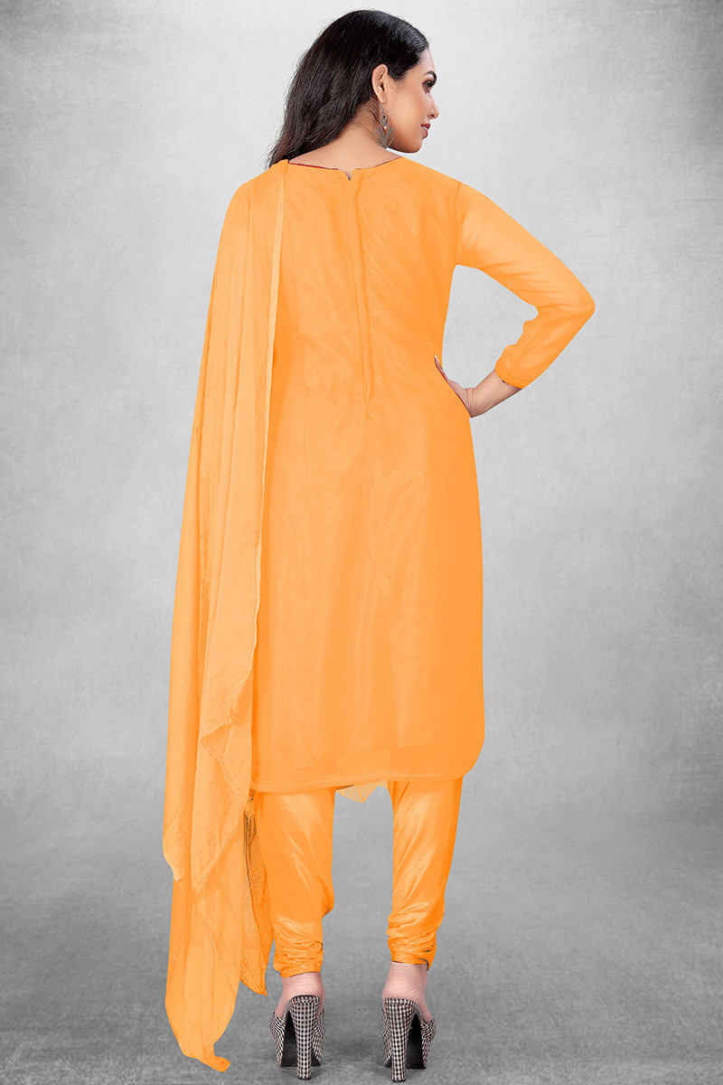 Buy Eid Design Light Orange Silk Embroidered Trouser Suit LSTV118920