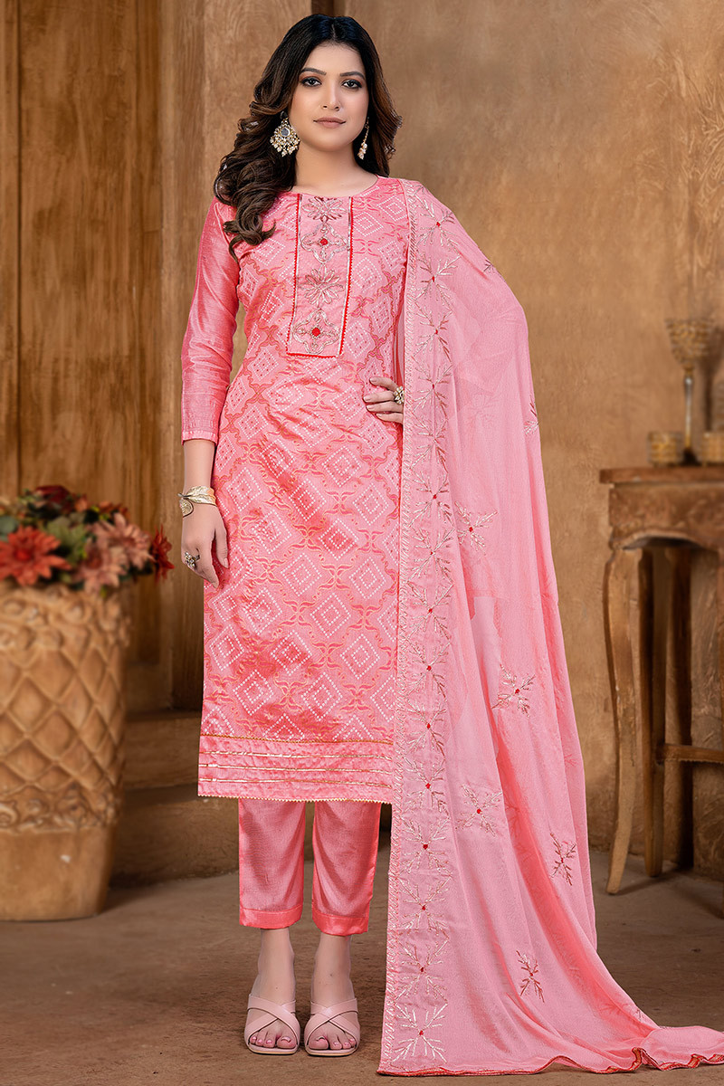 Baby pink top trouser suit