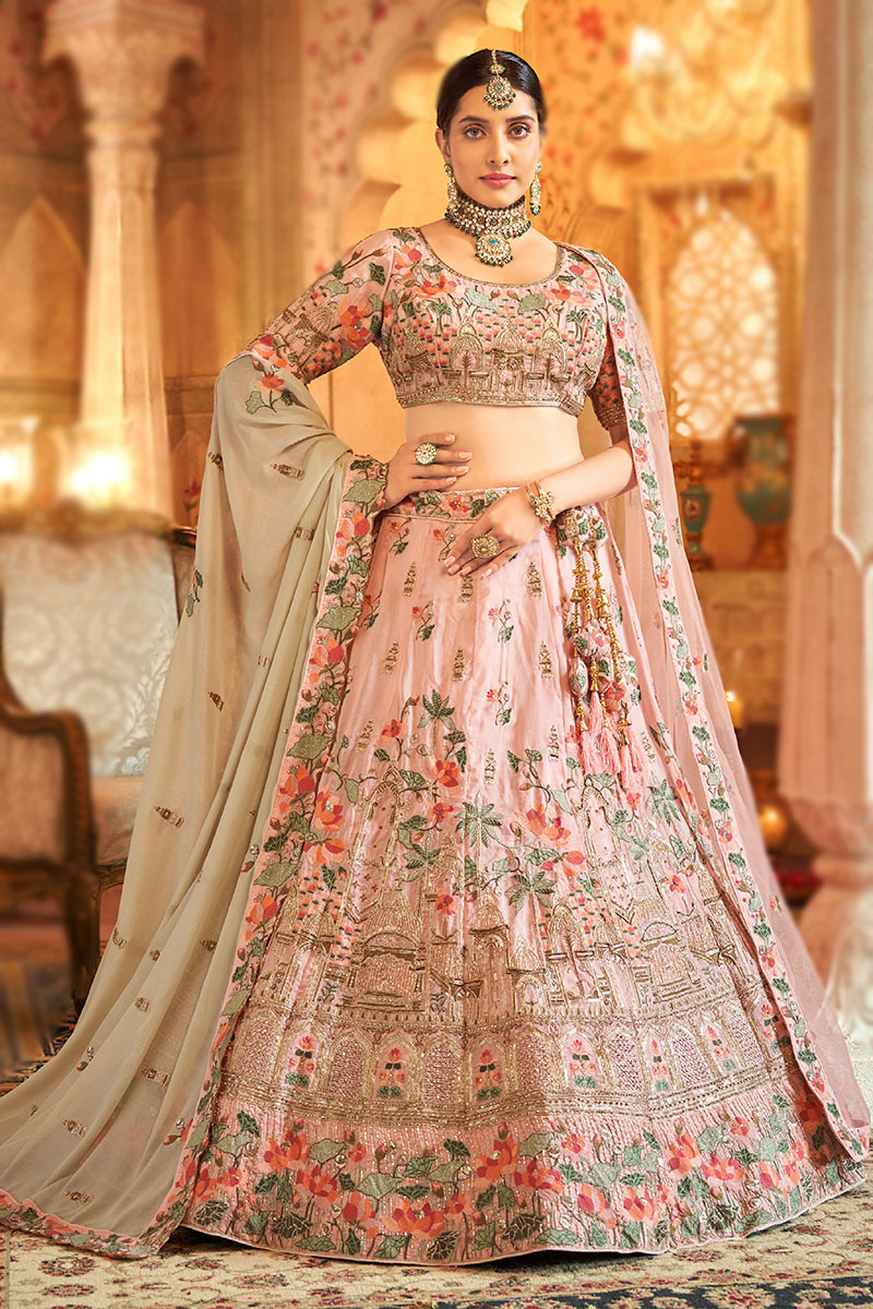 Satin bridal lehenga best sale