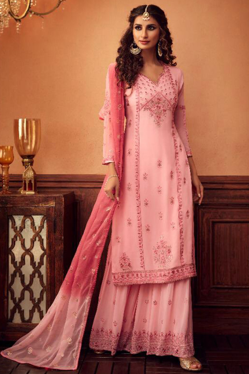 Baby pink gota shop patti suit